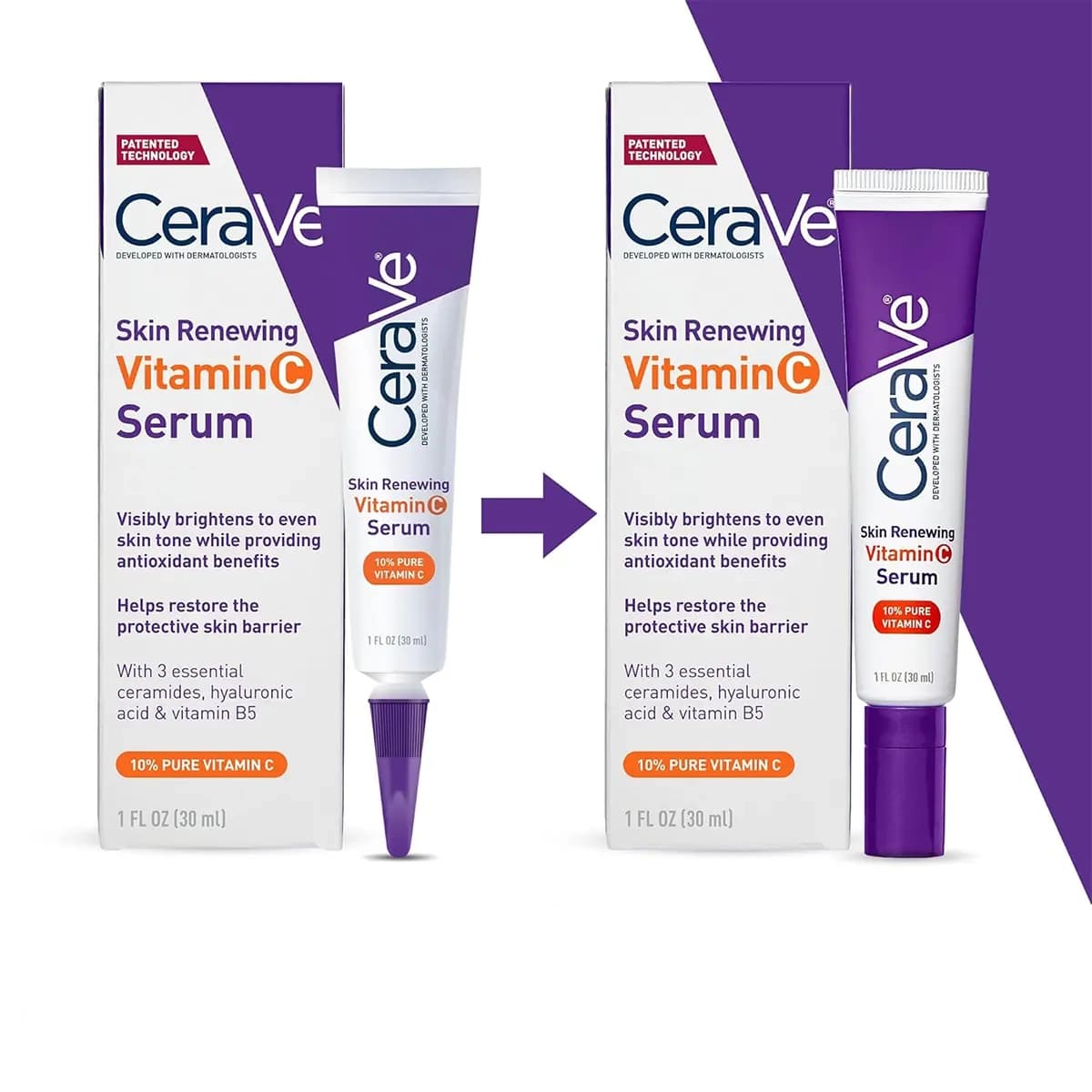 سرم ویتامین سی سراوی CeraVe مدل Skin Renewing حجم ۳۰ میل — تصویر ۳
