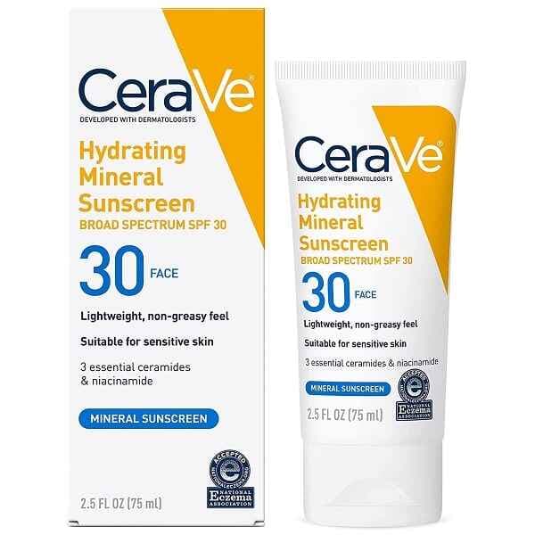 کرم ضد آفتاب مینرال سراوی CeraVe مدل آبرسان Hydrating حجم 75 میل | SPF 30 مناسب پوست حساس