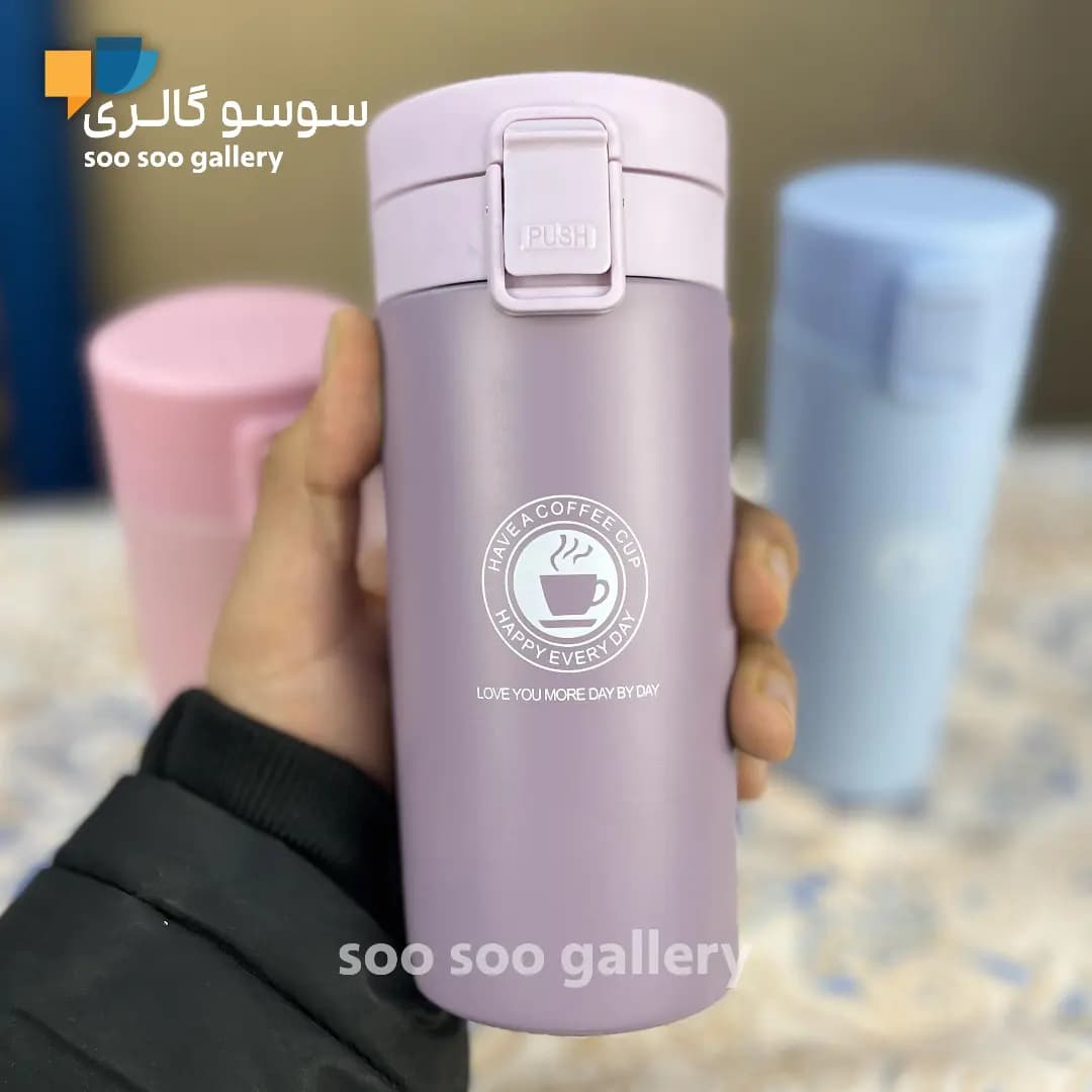 تراول ماگ قفلی پاستیلی تک رنگ 350 و 500 میلی لیتر — تصویر ۳