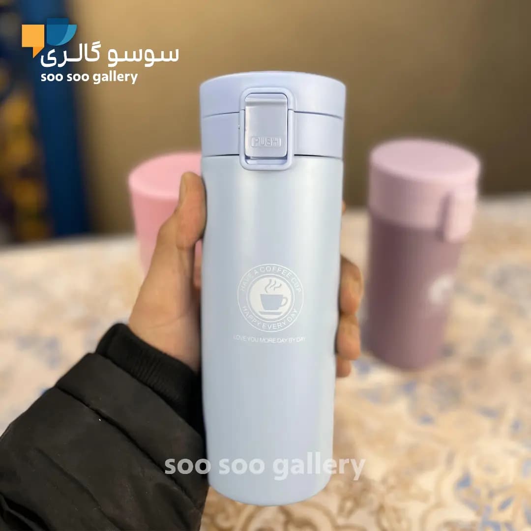 تراول ماگ قفلی پاستیلی تک رنگ 350 و 500 میلی لیتر — تصویر ۵