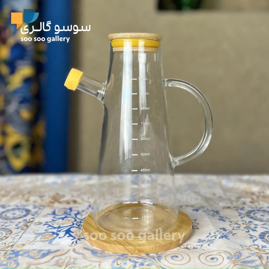 روغن ریز پیرکس یا ظرف روغن درب بامبو 1000 میلی لیتر — تصویر ۶