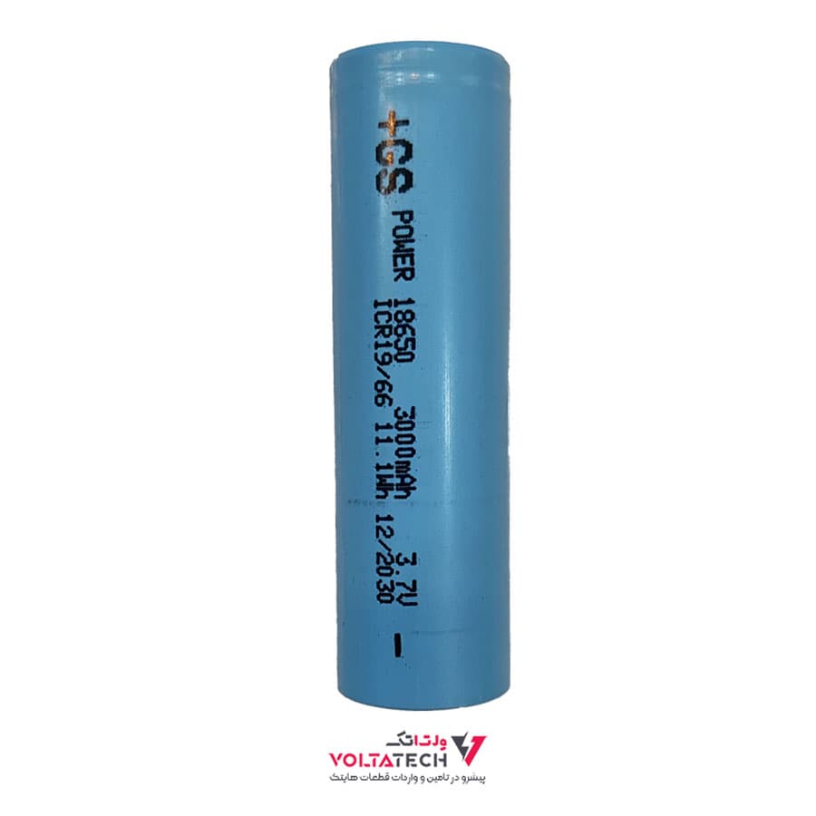باتری لیتیوم یون 3.7v سایز LC-18650 ظرفیت 3000mAh برند چی اس پاور