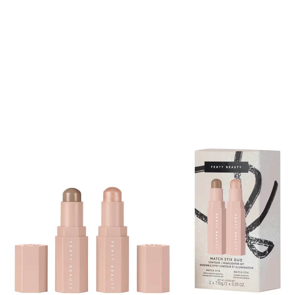 پک دوعددی هایلایتر+کانتور Match Stix فنتی بیوتی بای ریحانا FENTY BEAUTY MINI MATCH STIX DUO CONTOUR + HIGHLIGHTER SET, AMBER + STARSTRUCK, 5.6g