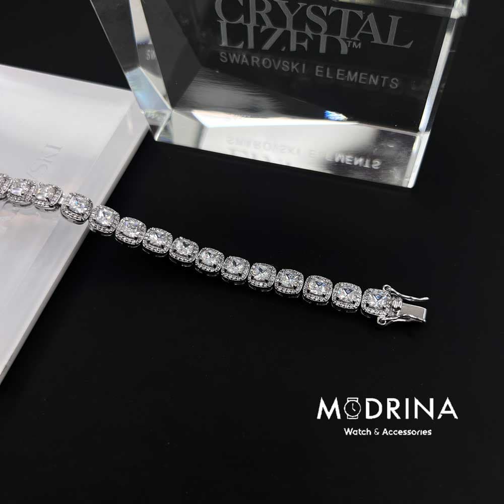 دستبند تنیسی کریستال مربعی سواروسکی Swarovski