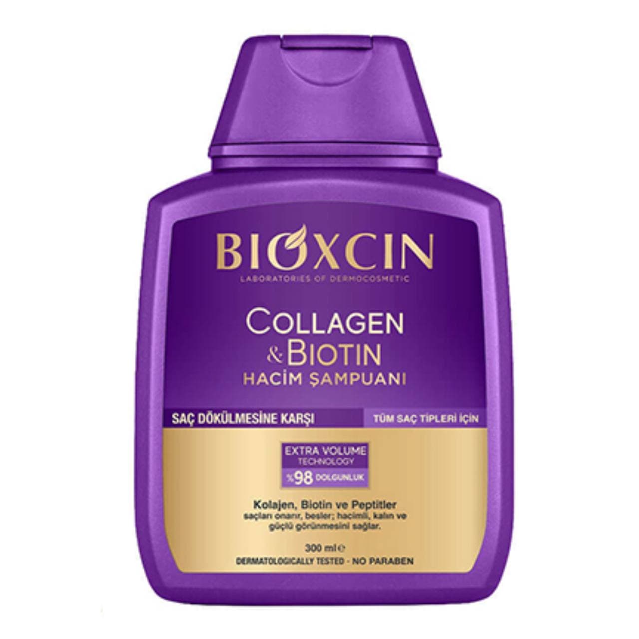 شامپو حجم دهنده و ضد ریزش مو حاوی کلاژن و بیوتین بیوکسین بنفش BIOXCIN