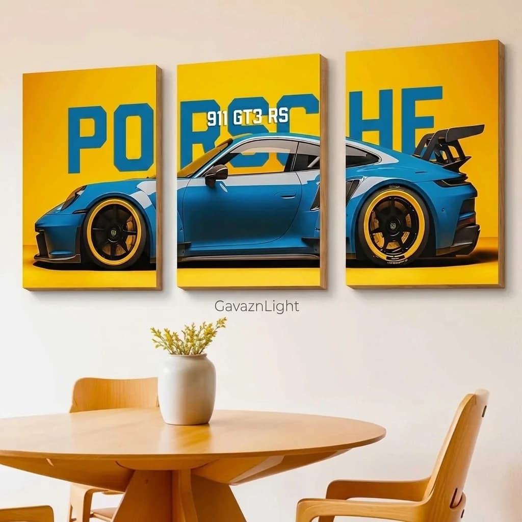 تابلو دکوری porsche آبی