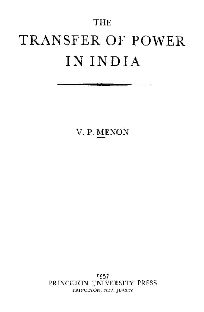 کتاب The Transfer of Power in India (انتقال قدرت در هند) نسخه انگلیسی PDF | V. P. Menon