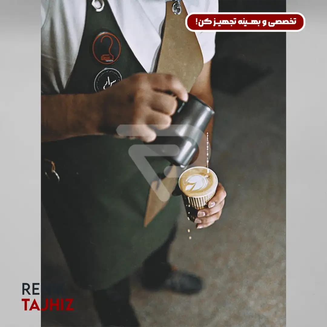 اپرون باریستا کتان سبز و جیر قهوه ای Renik — تصویر ۲