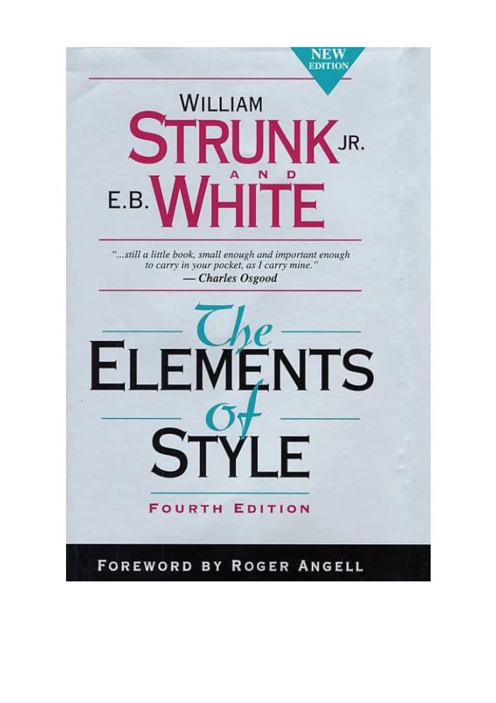 کتاب The Elements of Style, 4th Edition (عناصر سبک نگارش، ویرایش چهارم) نسخه انگلیسی PDF | William Strunk Jr., E. B. White