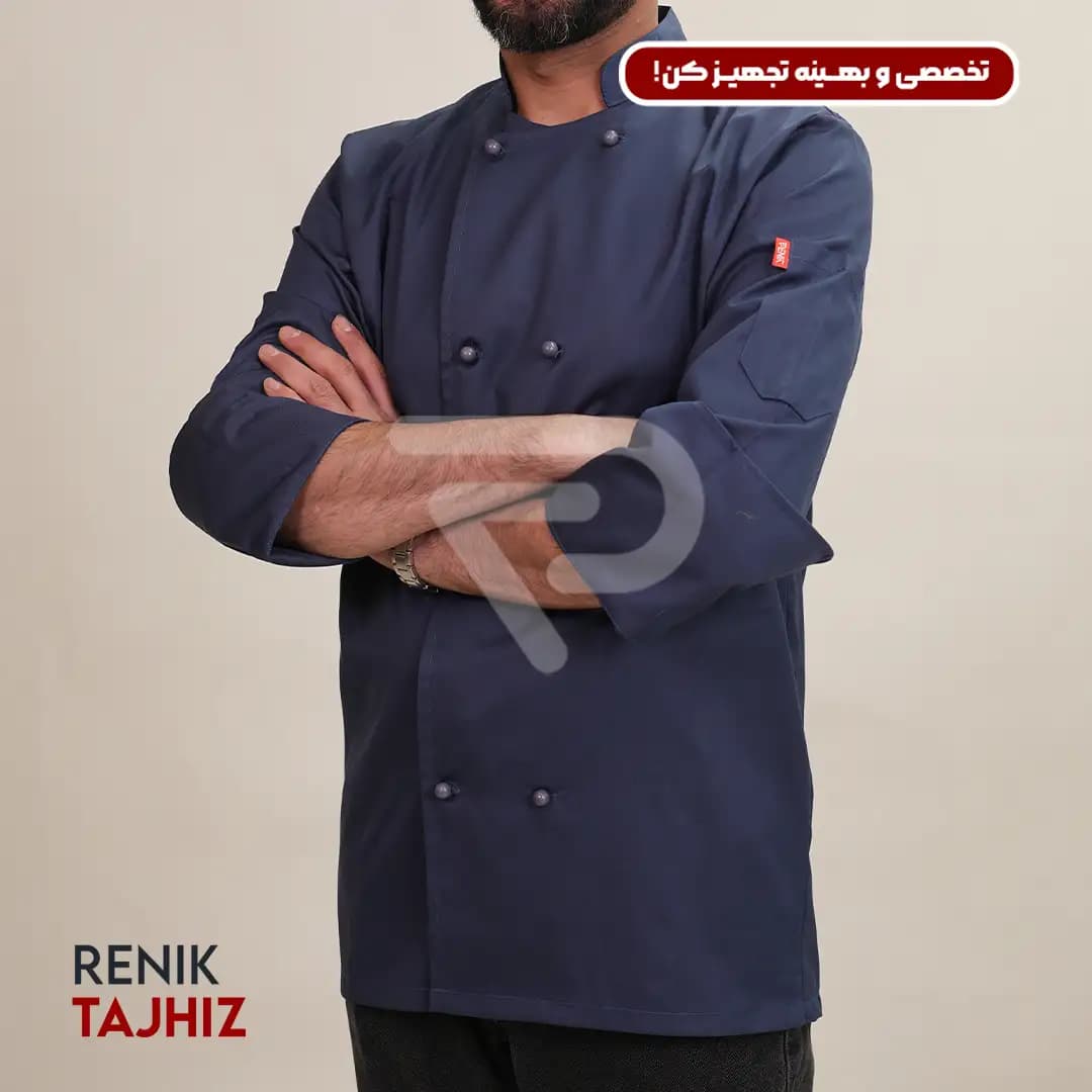 روپوش سرآشپزی دکمه ای طوسی — تصویر ۷