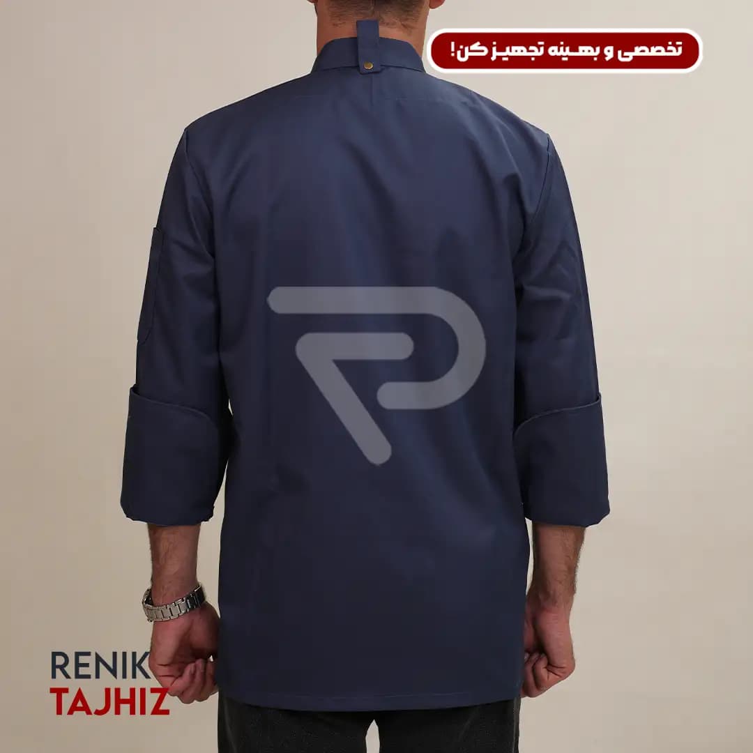 روپوش سرآشپزی دکمه ای طوسی — تصویر ۵