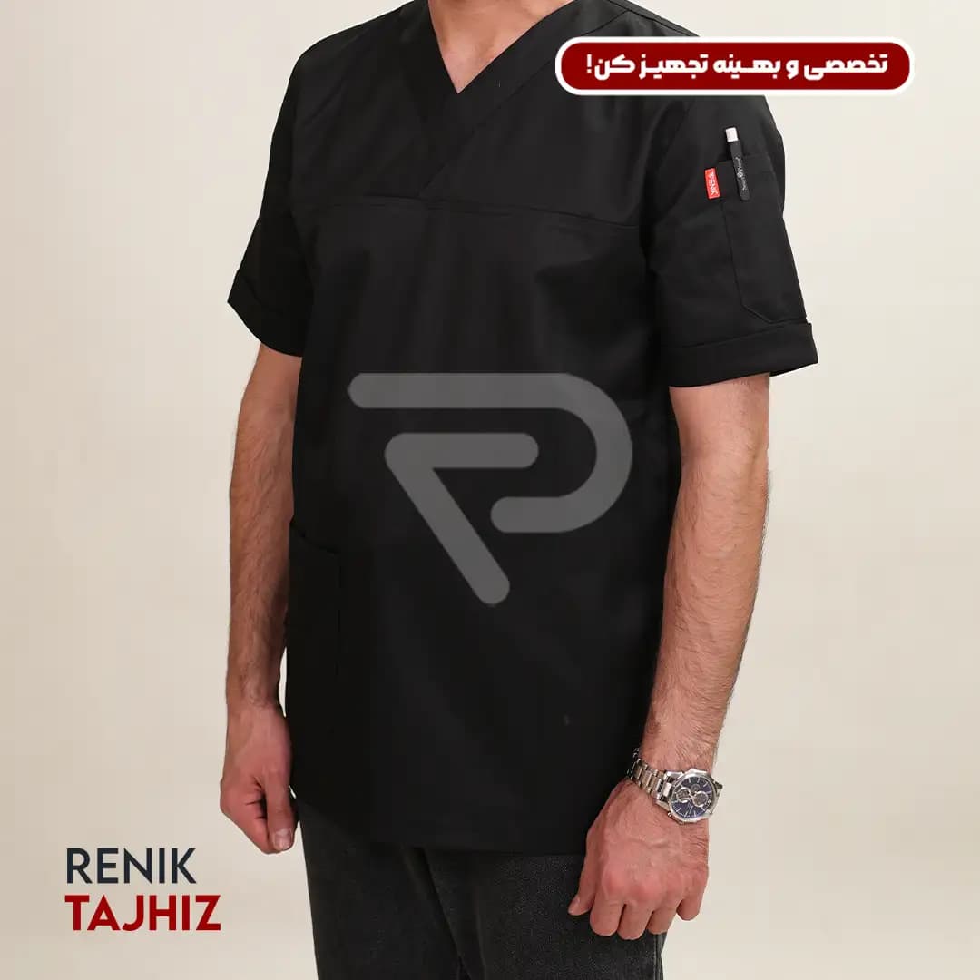 روپوش سرآشپزی یقه هفت مشکی — تصویر ۳