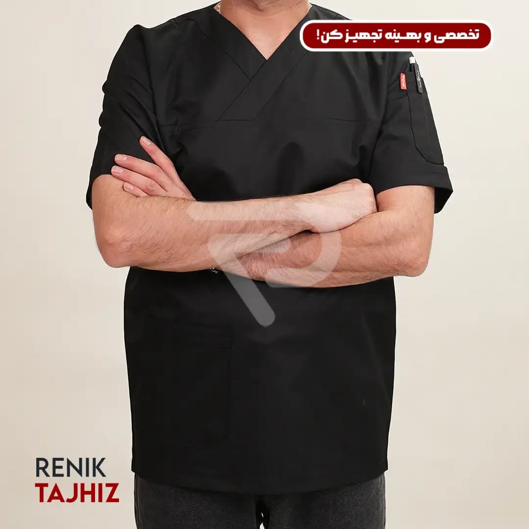 روپوش سرآشپزی یقه هفت مشکی — تصویر ۲