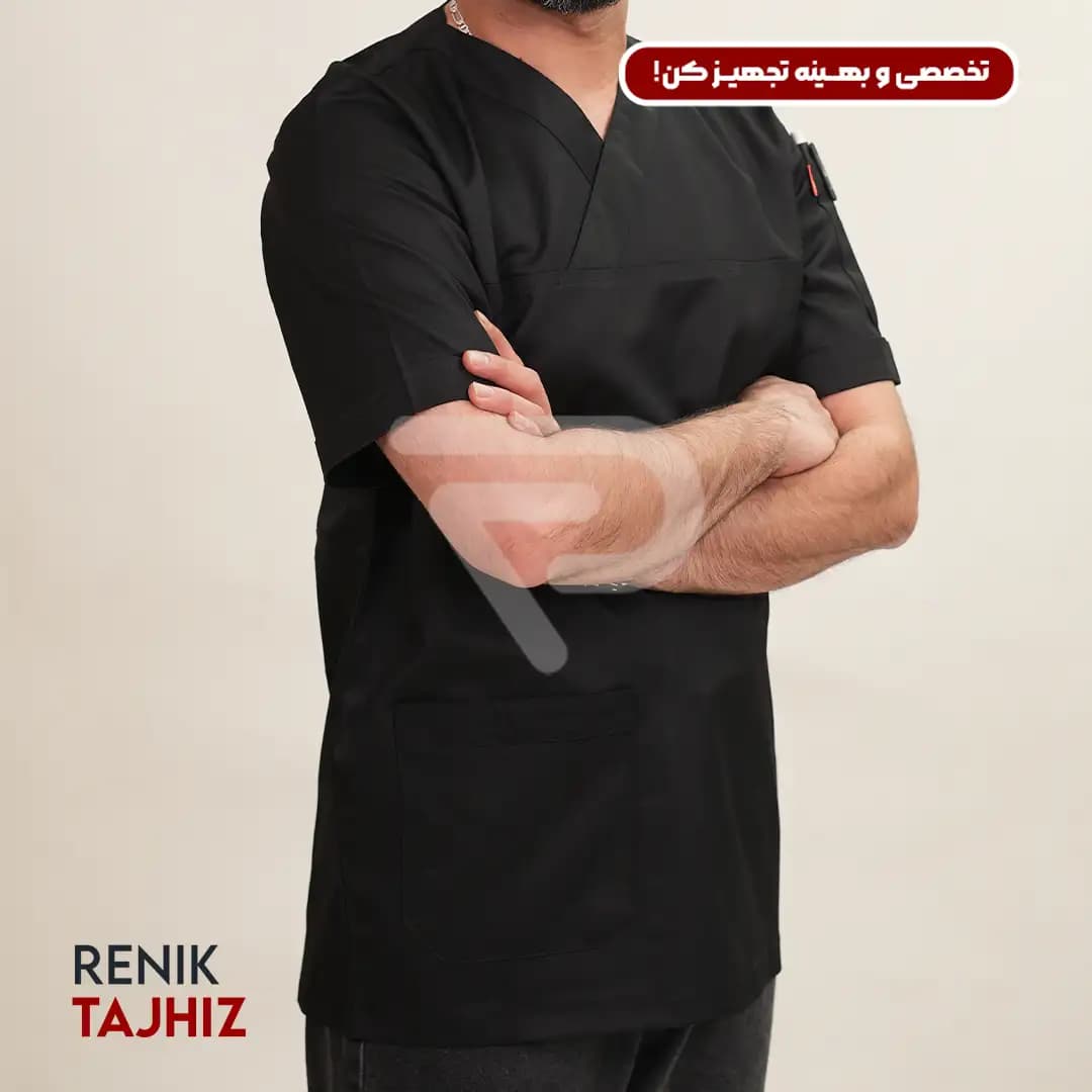 روپوش سرآشپزی یقه هفت مشکی — تصویر ۴