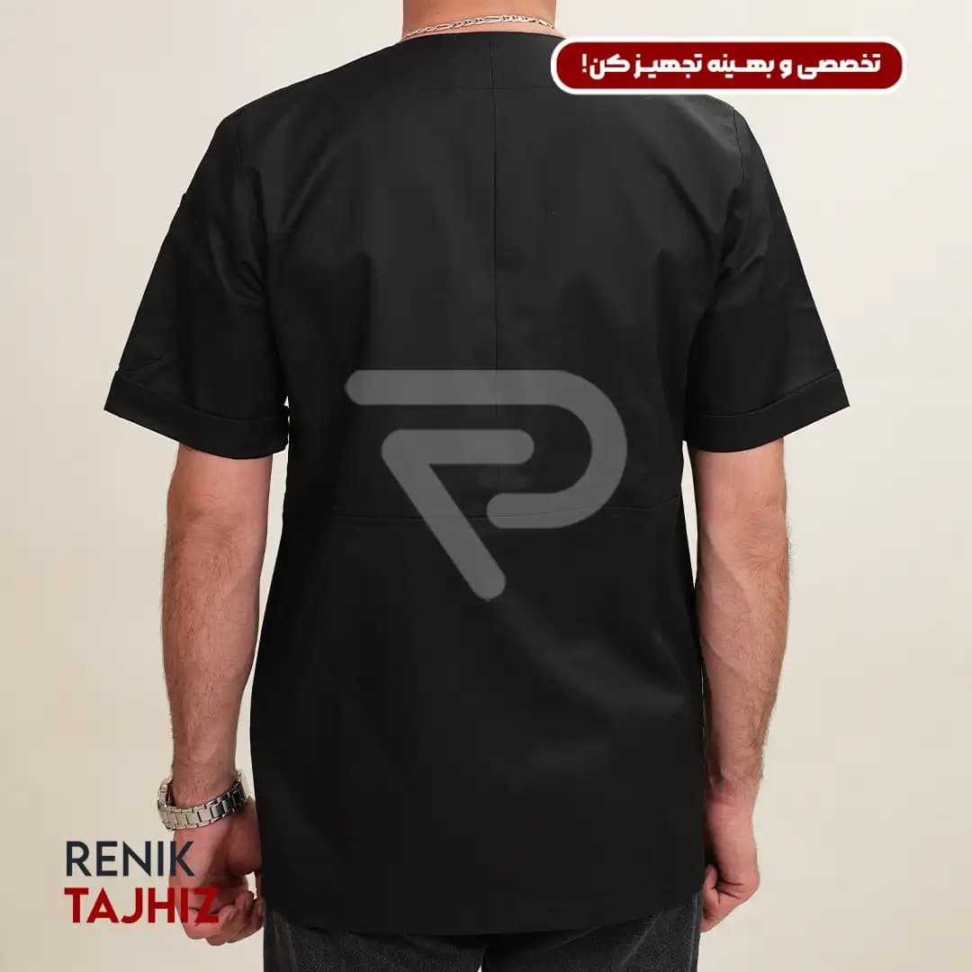 روپوش سرآشپزی یقه هفت مشکی — تصویر ۵