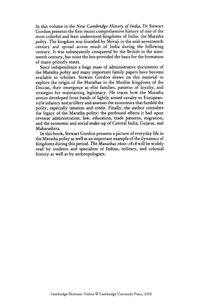 کتاب The New Cambridge History of India, Volume 2, Part 4: The Marathas (تاریخ جدید هند کمبریج، جلد دوم، بخش چهارم: مراتها) نسخه انگلیسی PDF
