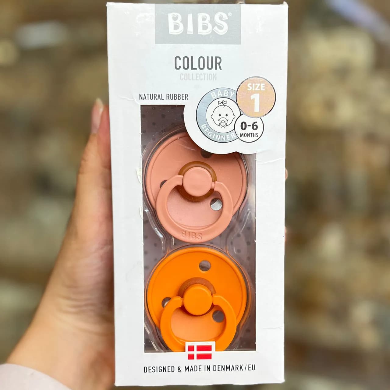 پستانک لاتکس طبیعی بیبز BIBS سایز ۱ دو عددی گلبهی و نارنجی