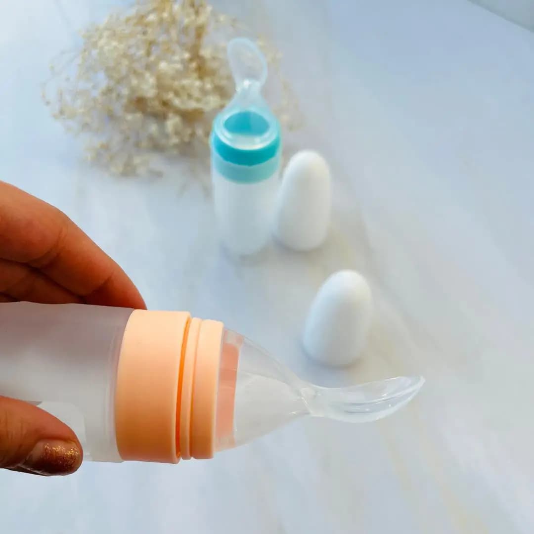 سرلاک خوری سیلیکونی استپردار کودک رنگ آبی و نارنجی وارداتی — تصویر ۴