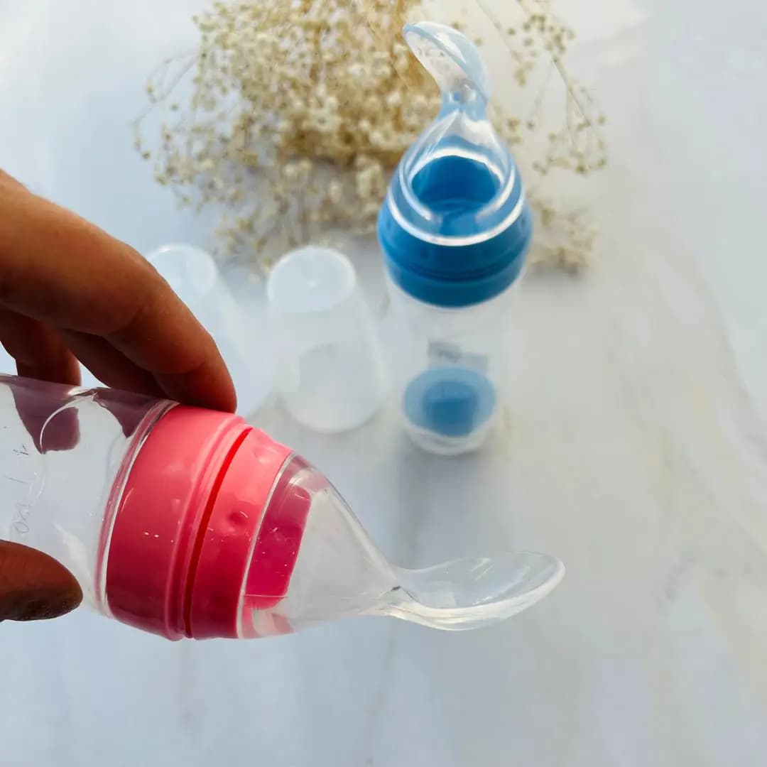 سرلاک خوری سیلیکونی کودک رنگ آبی و صورتی وارداتی — تصویر ۵