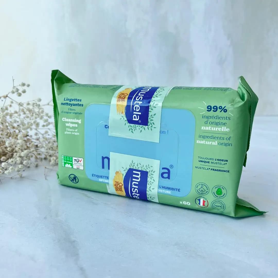 دستمال مرطوب سبز موستلا Mustela مناسب انواع پوست ۶۰ عددی — تصویر ۳