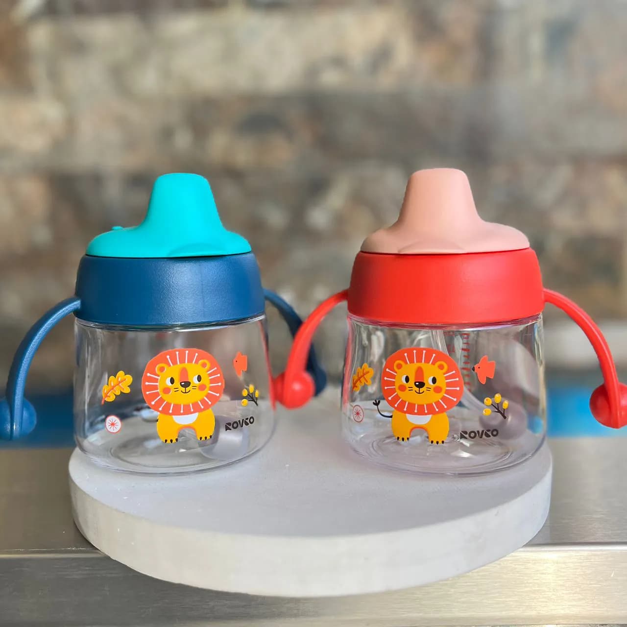 لیوان آبمیوه خوری ۱۸۰ میل رووکو با سری پستانکی Rovco طرح شیر