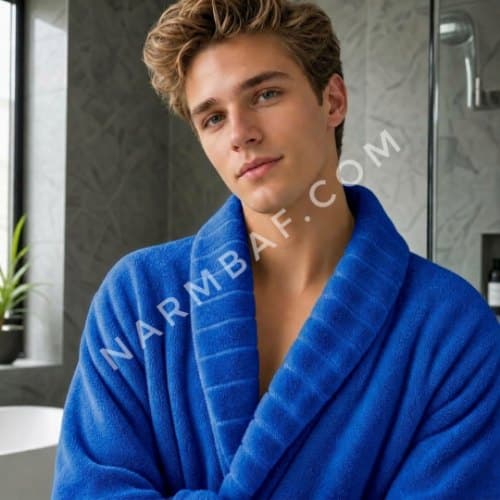 حوله تن پوش مردانه دورو نخ سایز 125 (L) ابی