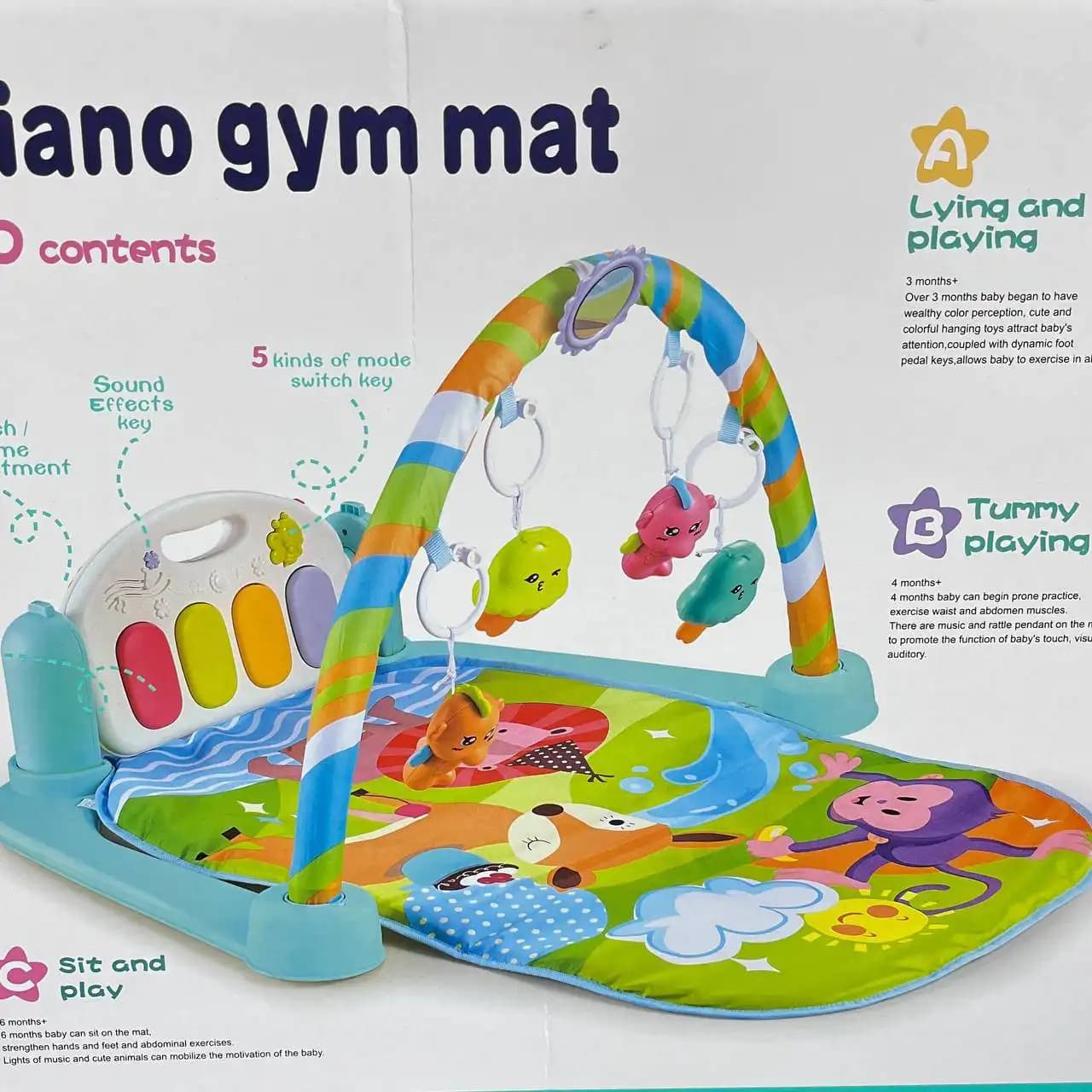 تشک بازی پیانودار Baby Piano Gym Mat طرح حیوانات جنگل — تصویر ۵