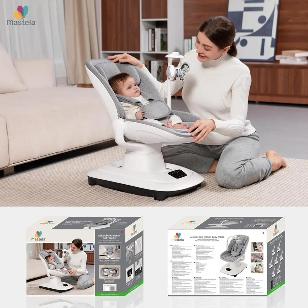 گهواره و تاب برقی چندحالته ماستلا Mastela Deluxe MultiMotion Cradle — تصویر ۶