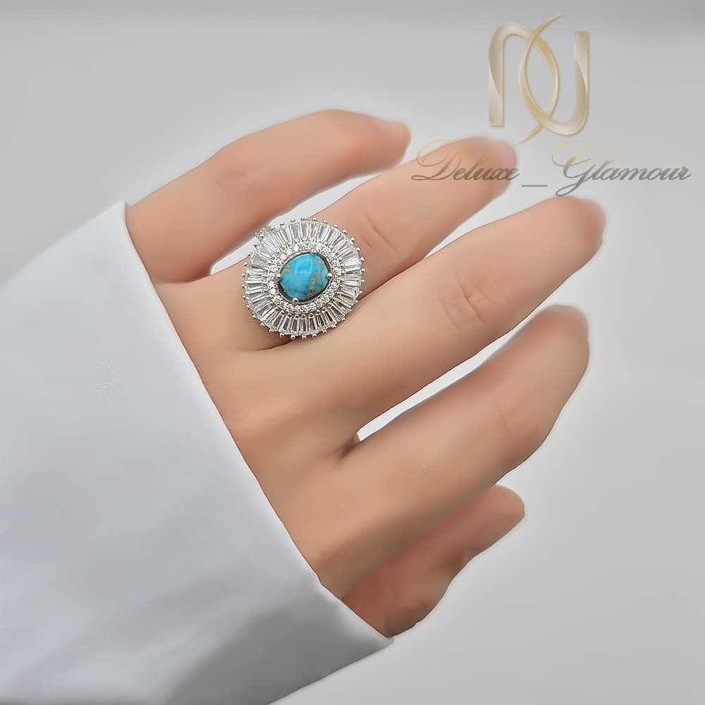 انگشتر نقره زنانه نگین فیروزه — تصویر ۲