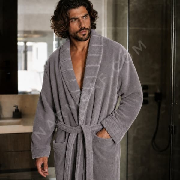 حوله تن پوش دورو نخ مردانه VIP سایز 135 (XL) طوسی موشی