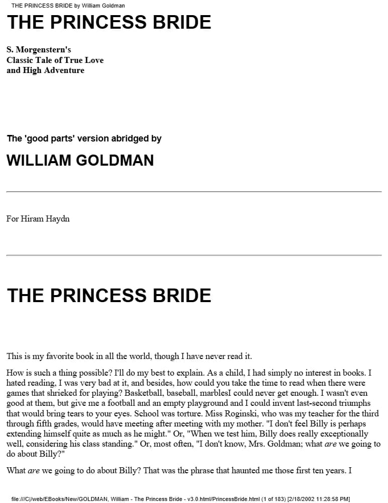 کتاب The Princess Bride (عروس شاهزاده) نسخه انگلیسی PDF | William Goldman