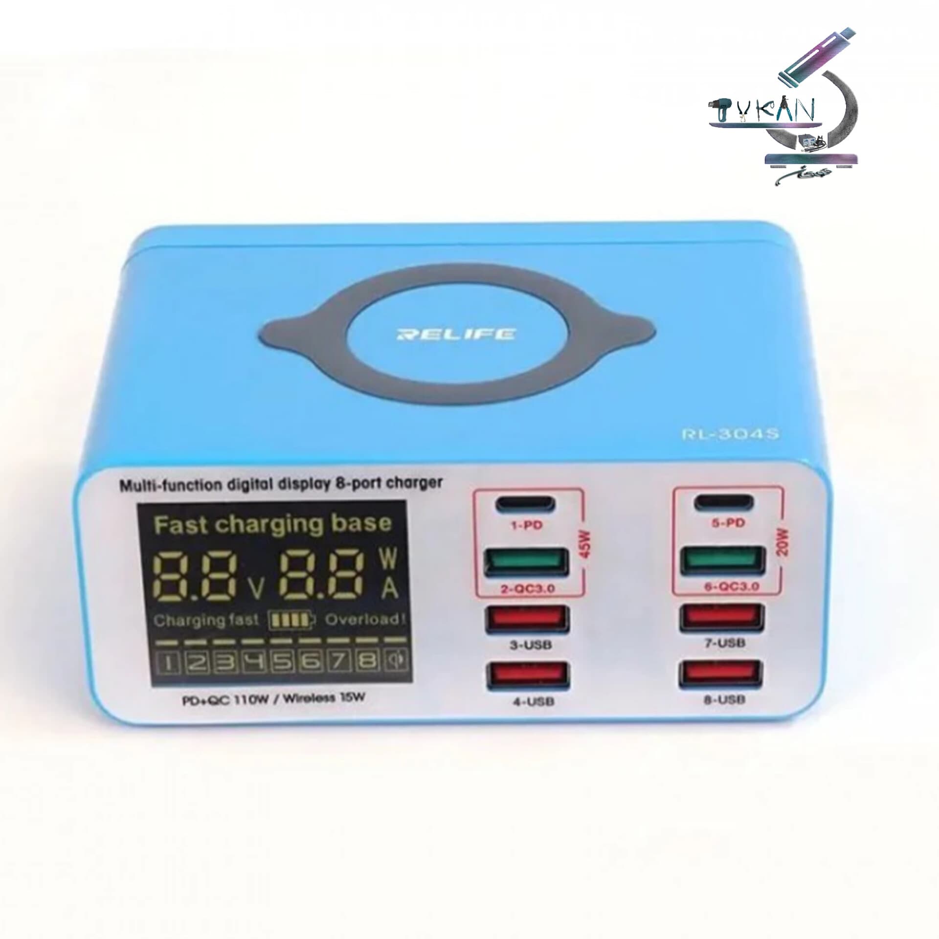 تستر و شارژر رومیزی وایرلس ریلایف Relife RL-304s