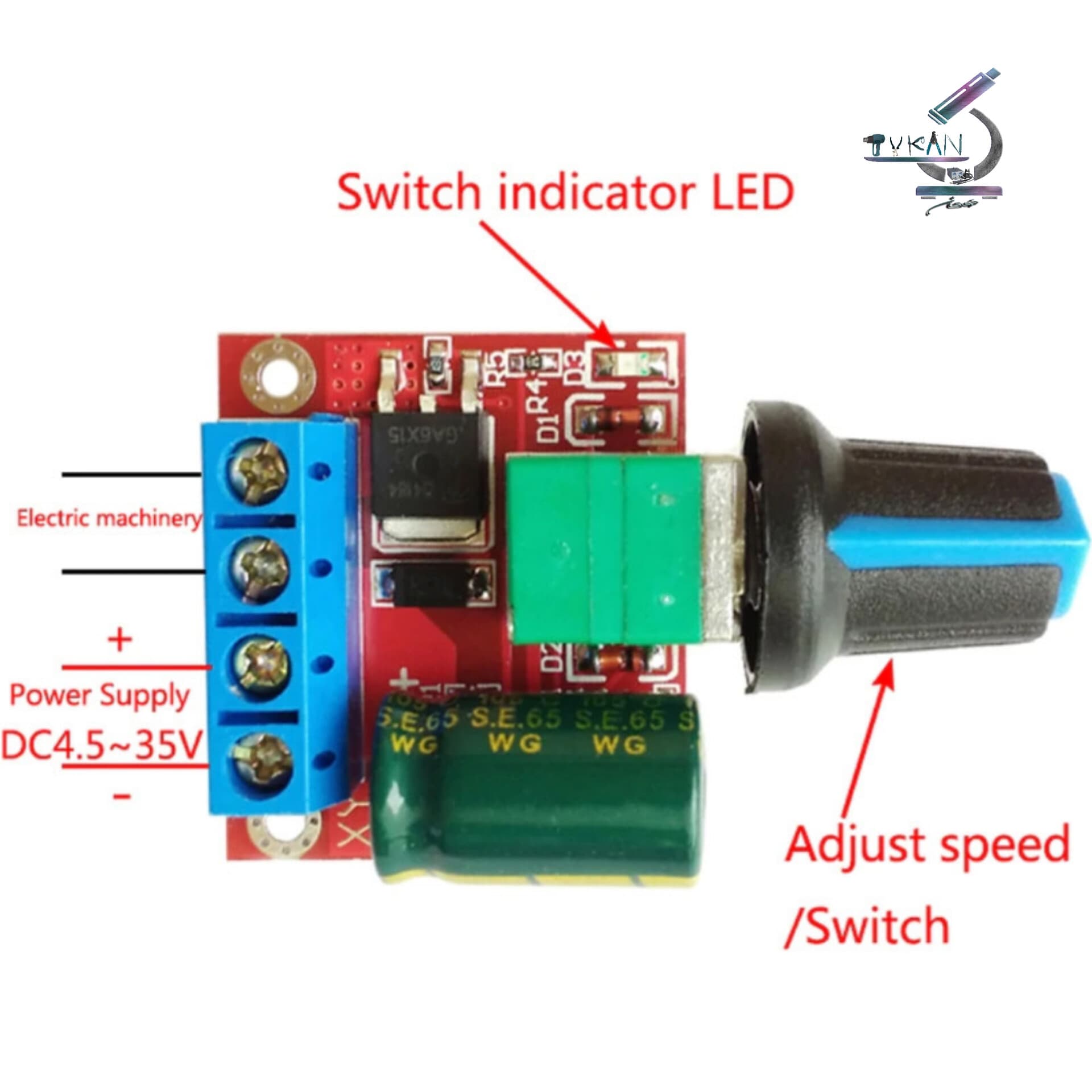 ماژول کنترل دور موتور کد HX-T05 — تصویر ۳