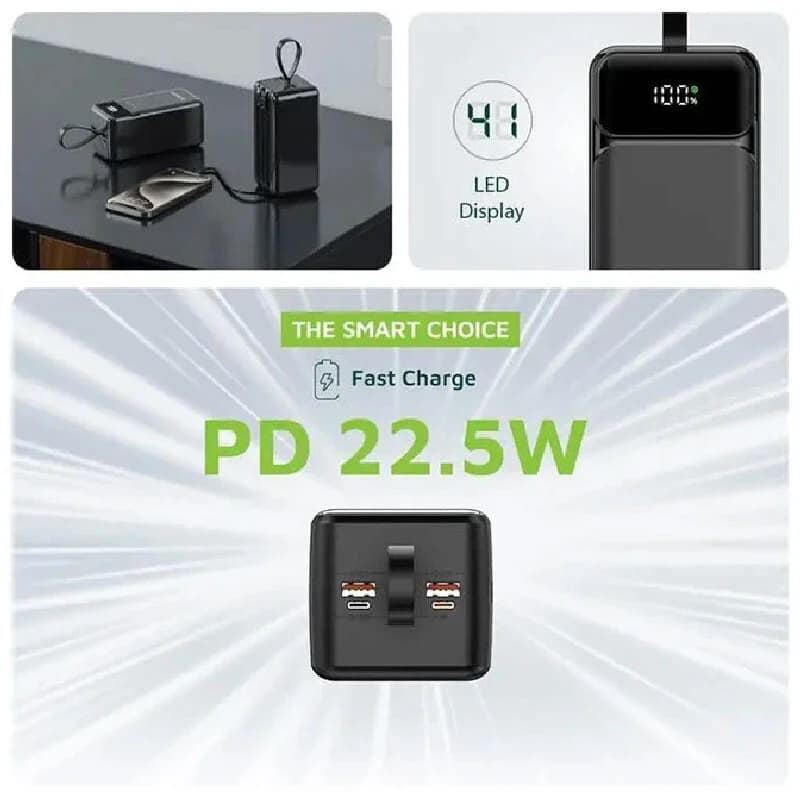 پاور بانک فست شارژ گرین لاین Power Tank GL-PBT50 GNPWT50KPB PD3.0 22.5W ظرفیت 50000 میلی آمپر ساعت — تصویر ۳