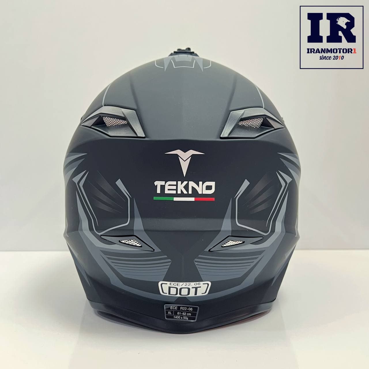 کلاه کاسکت کراسی Tekno تکنو مشکی طوسی مات — تصویر ۴