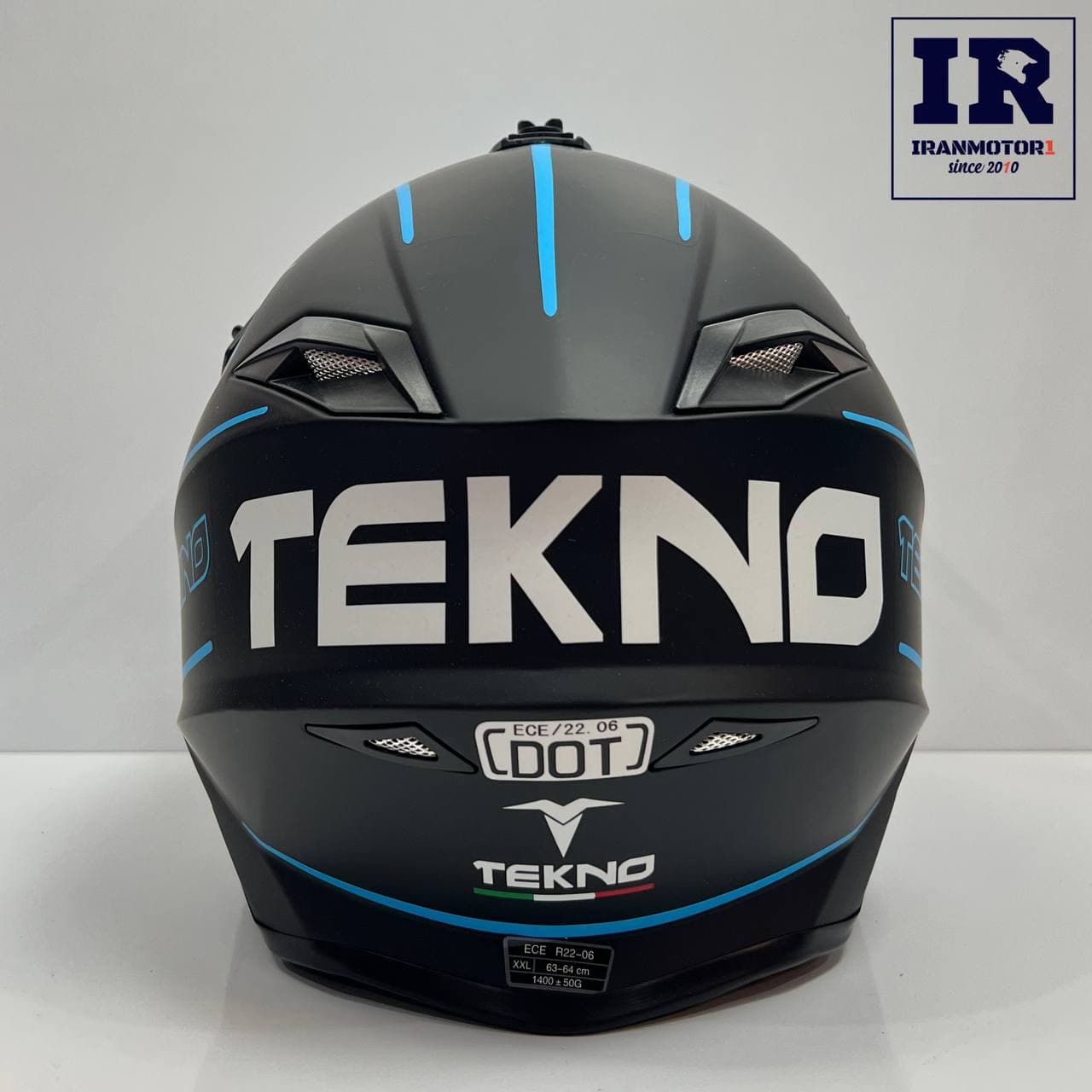 کلاه کاسکت کراسی Tekno تکنو مشکی آبی مات — تصویر ۴