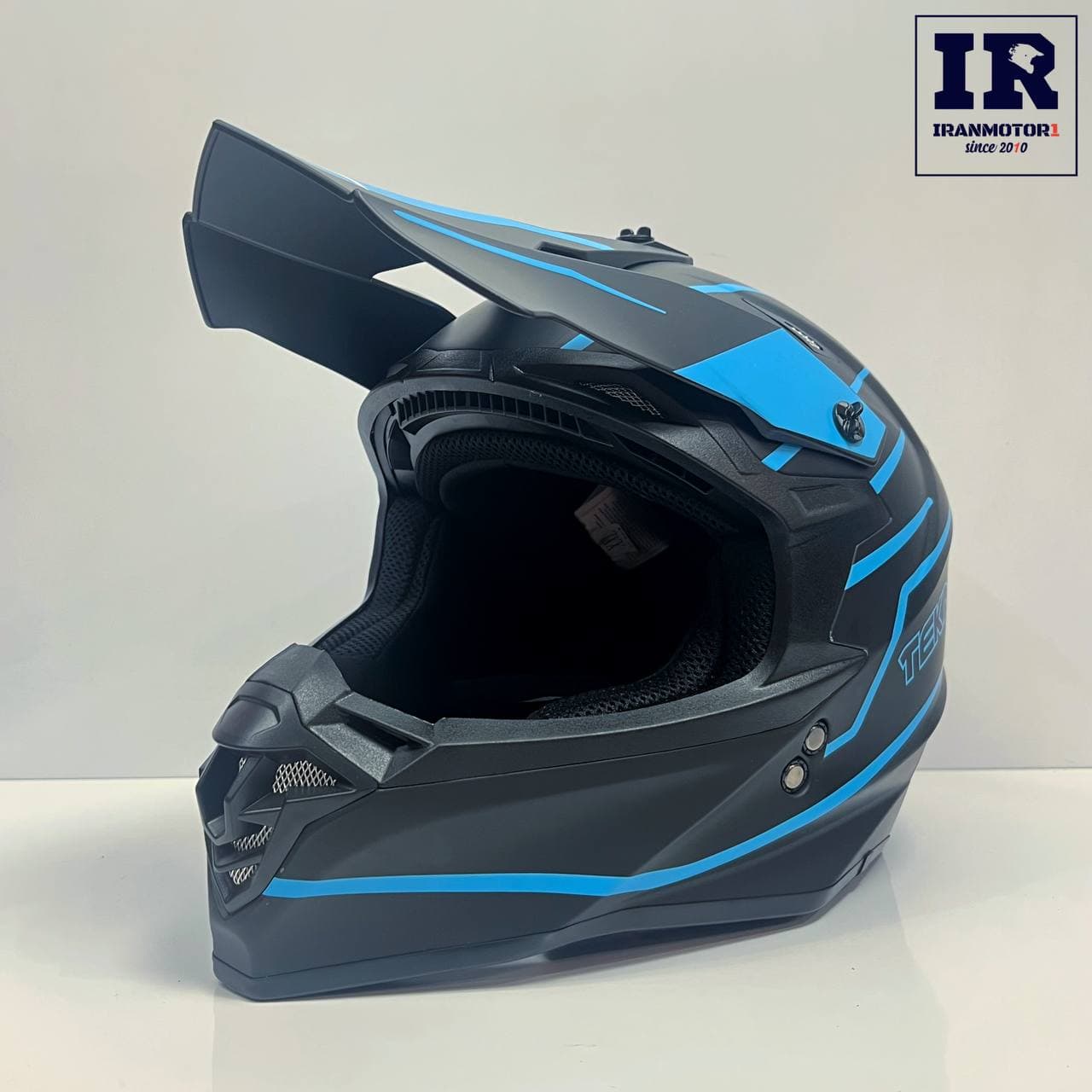 کلاه کاسکت کراسی Tekno تکنو مشکی آبی مات — تصویر ۶