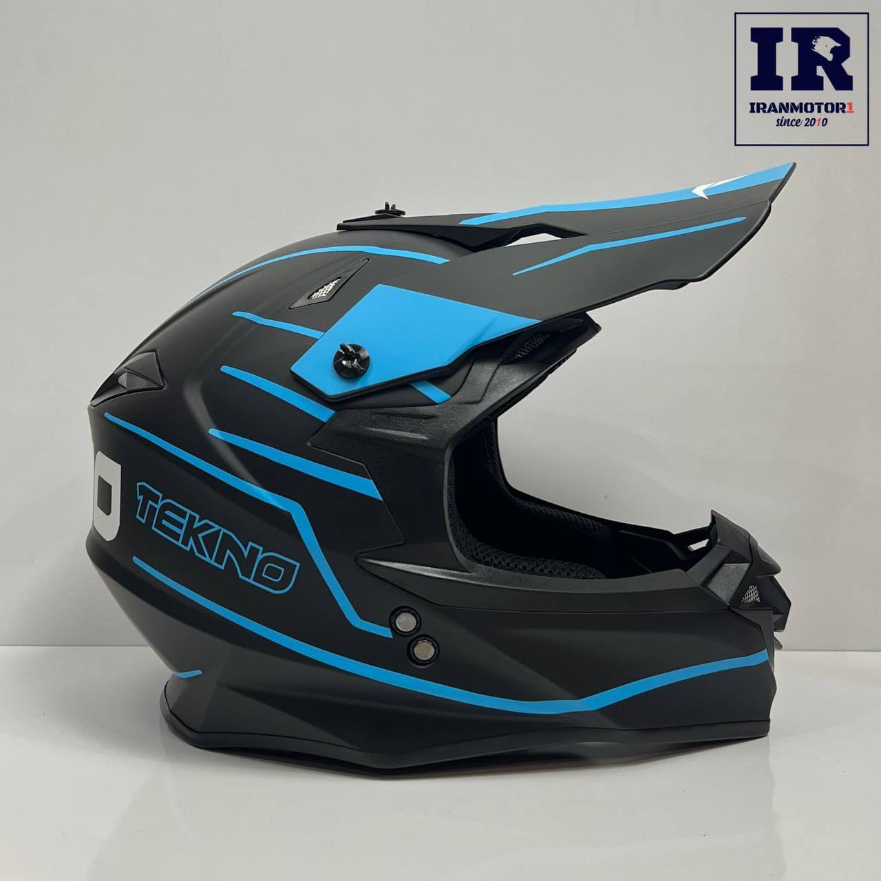 کلاه کاسکت کراسی Tekno تکنو مشکی آبی مات — تصویر ۳