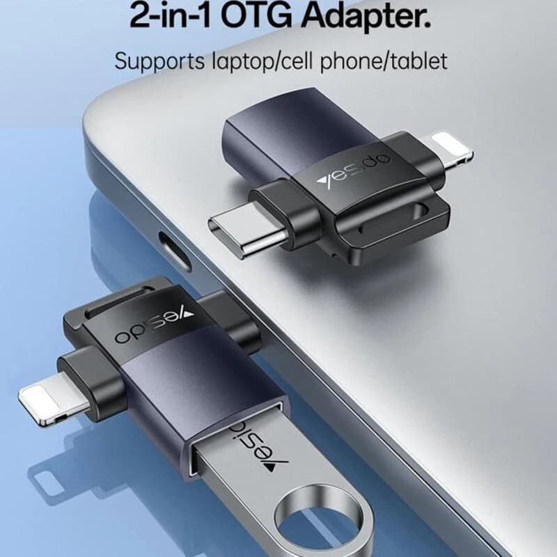 تبدیل USB OTG به تایپ سی / لایتنینگ یسیدو GS35 — تصویر ۳