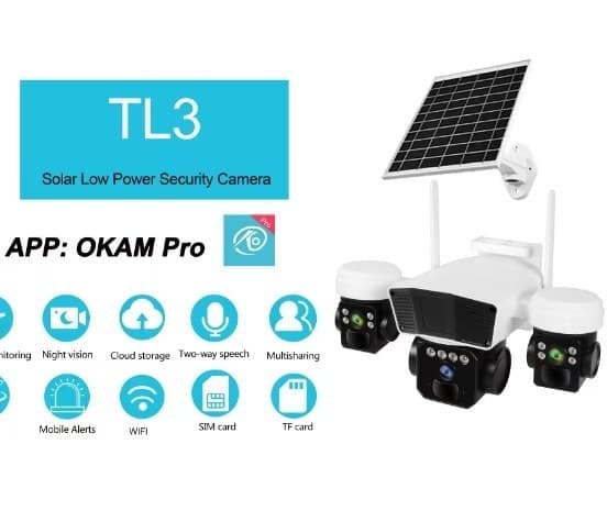 دوربین امنیتی خورشیدی اوکم مدل TL3 با 3 لنز 12 مگاپیکسل سیمکارتی 4G — تصویر ۶