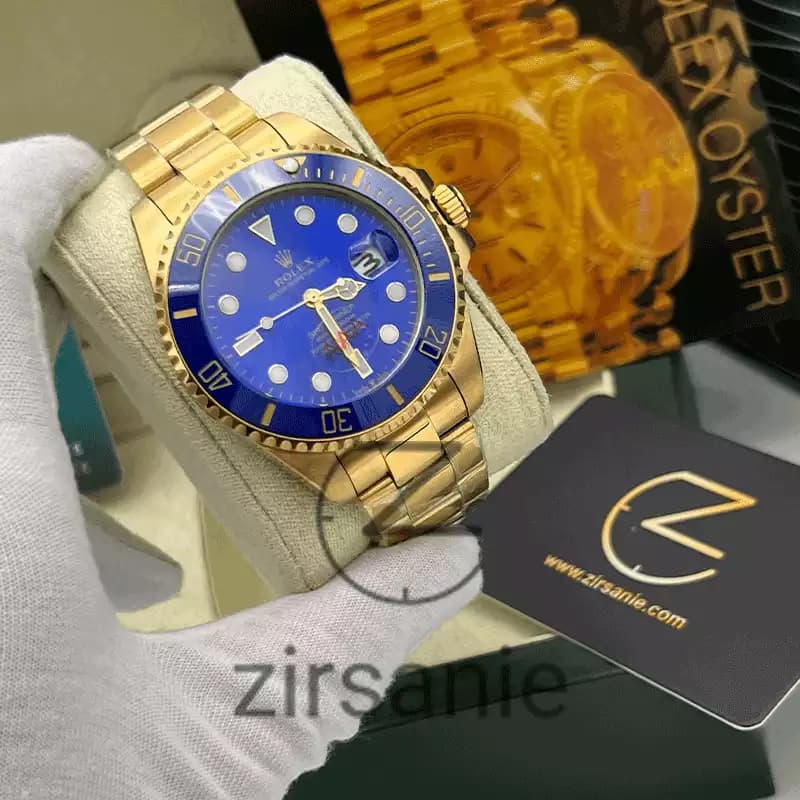 ساعت مچی رولکس ساب مارینر طلایی آبی صفحه آبی (ست) Rolex Submariner Golden Blue Screen — تصویر ۷
