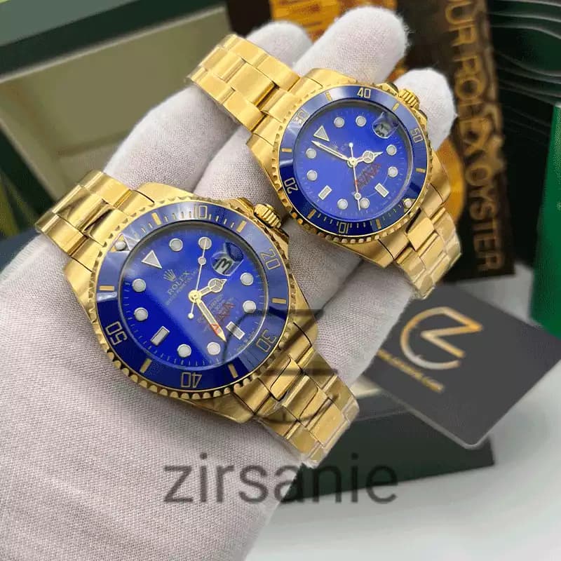 ساعت مچی رولکس ساب مارینر طلایی آبی صفحه آبی (ست) Rolex Submariner Golden Blue Screen — تصویر ۲