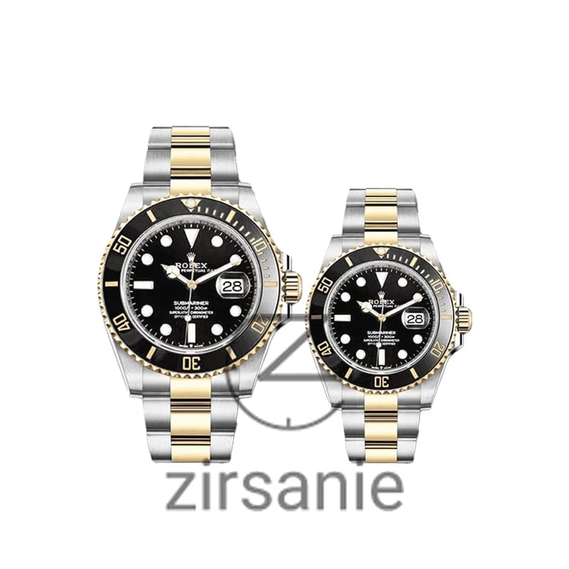 ساعت مچی رولکس ساب مارینر سیلور طلایی صفحه مشکی (ست) Rolex Submariner Silver Golden Black Screen