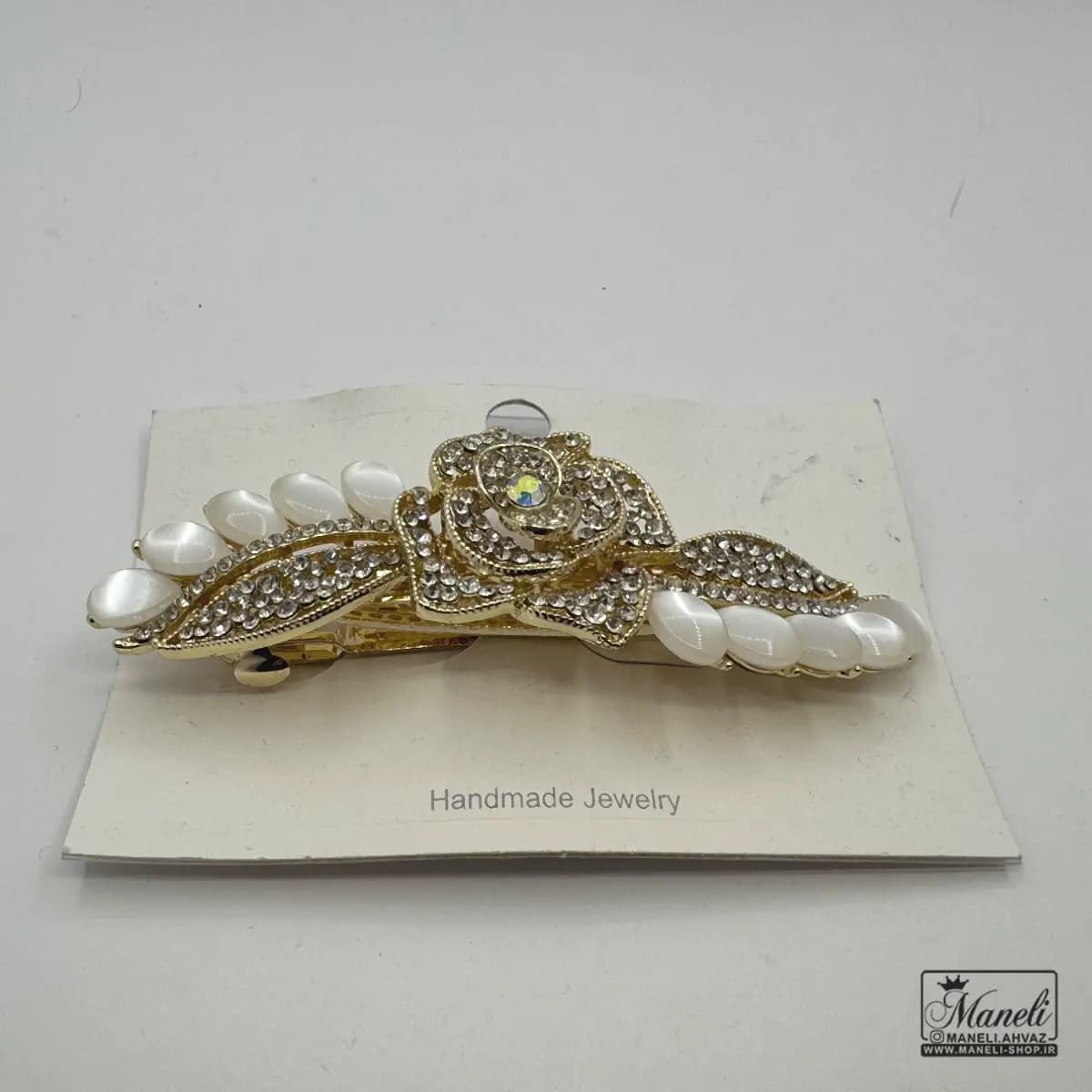 گیره سر طرح گل مرواریدی نگین دار