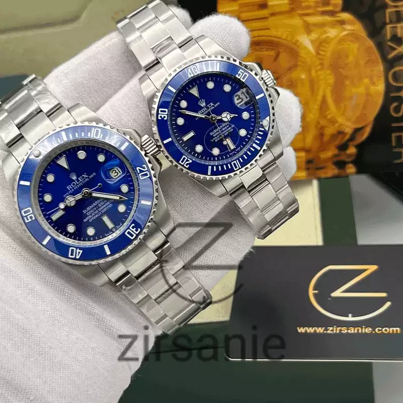 ساعت مچی رولکس ساب مارینر سیلور صفحه آبی (ست) Rolex Submariner Silver Blue Screen — تصویر ۲