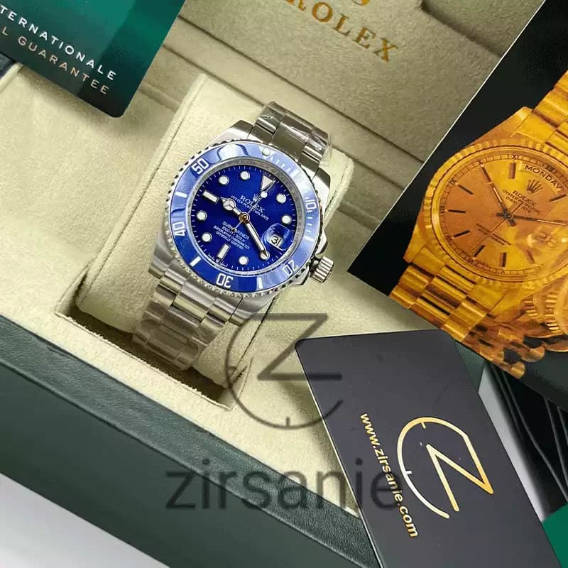 ساعت مچی رولکس ساب مارینر سیلور صفحه آبی (ست) Rolex Submariner Silver Blue Screen — تصویر ۴