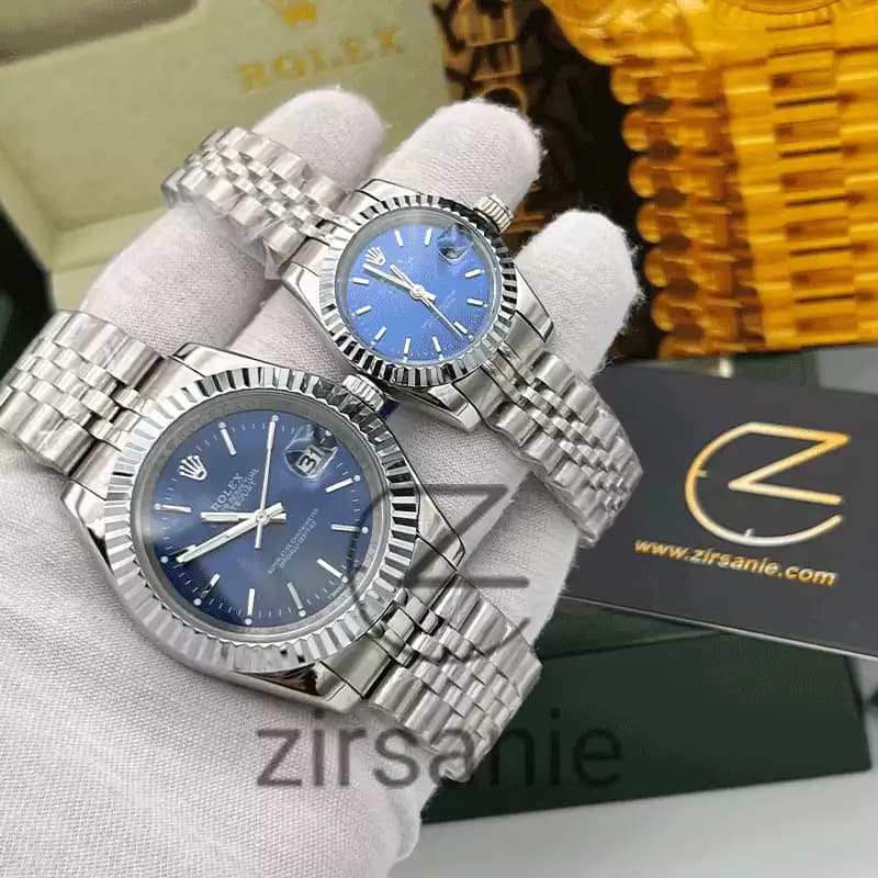 ساعت مچی رولکس دیت جاست سیلور صفحه آبی اندکس خط (ست) Rolex Datejust Silver Blue Screen Line Index — تصویر ۲