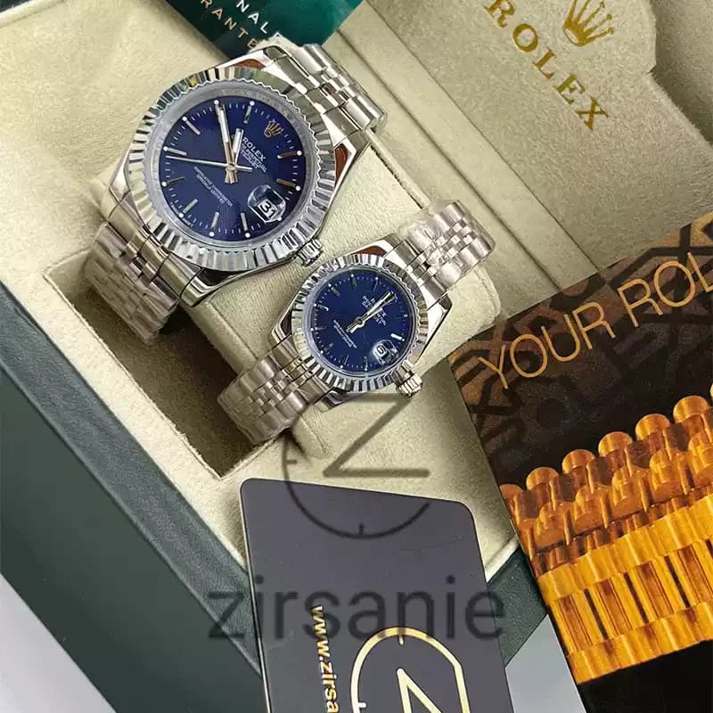ساعت مچی رولکس دیت جاست سیلور صفحه آبی اندکس خط (ست) Rolex Datejust Silver Blue Screen Line Index — تصویر ۳