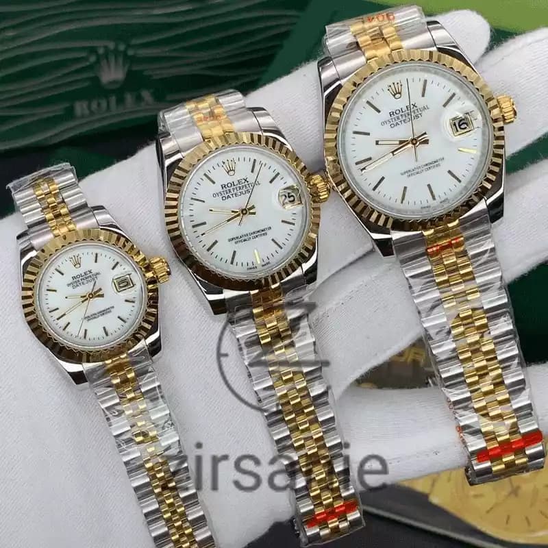 ساعت مچی رولکس دیت جاست سیلور طلایی صفحه سفید اندکس خط (ست) Rolex Datejust Silver Golden White Screen Line Index — تصویر ۵