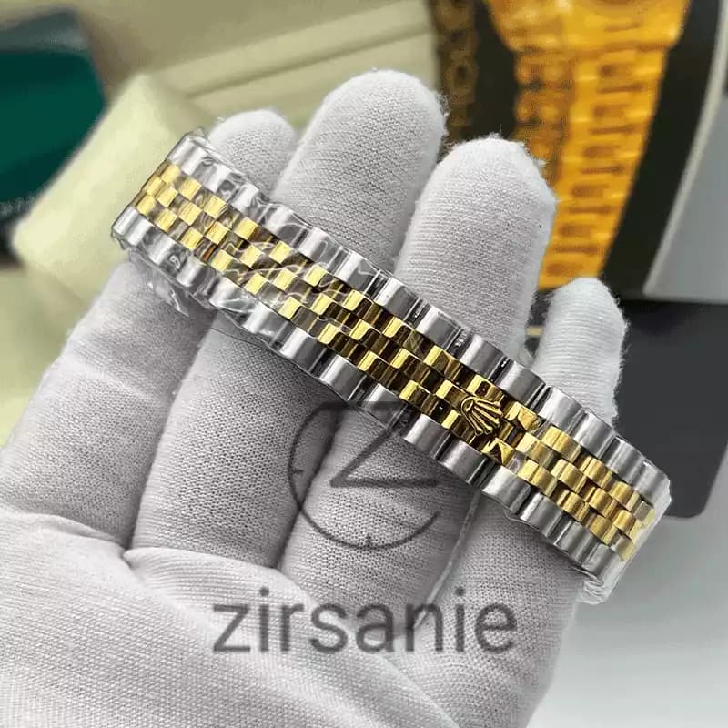 ساعت مچی رولکس دیت جاست دو رنگ سیلور طلایی صفحه مشکی اندکس خط (ست) Rolex Datejust Silver Golden Black Screen Line Index — تصویر ۵